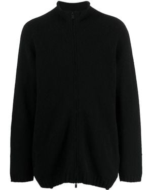 Yohji Yamamoto Funnel-Neck Wool-Blend Cardigan - Black