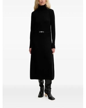 Fracomina Midi-Jurk Met Col En Ceintuur - Zwart