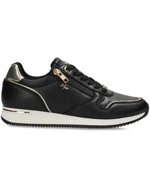 Mexx Side-Zip Metallic-Trim Sneakers - Black