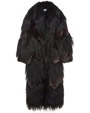 16Arlington Faux Fur Goat Hair Coat - Black