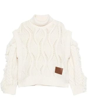 Goldbergh Brit Fringed-Detail Cable-Knit Sweater - White