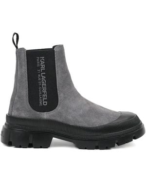 Karl Lagerfeld Stivali Con Inserti Elasticizzati E Suola Scanalata - Nero