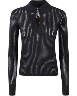 Max Mara Ribbed Polo Top - Blue