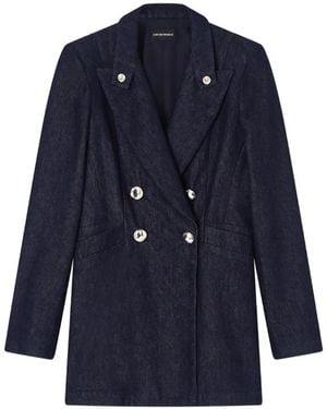 Emporio Armani Manteau À Boutonnière Croisée - Blue