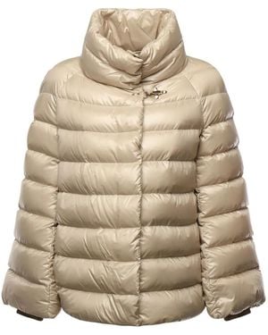 Fay High-Neck Quilted Jacket - Natural