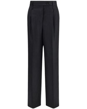 Ferragamo Pinstripe Wool Pants - Black