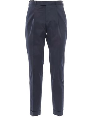 PT Torino Pleat-Detailing Turn-Up Pants - Blue