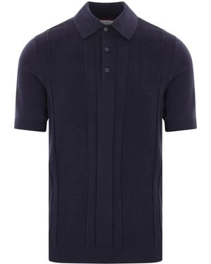 Brunello Cucinelli ニット ポロシャツ - ブルー