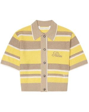 Palm Angels Striped Embroidered Cardigan - Yellow