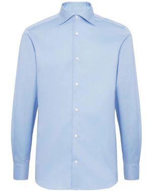 BOGGI Twill Windsor-Collar Shirt - Blue
