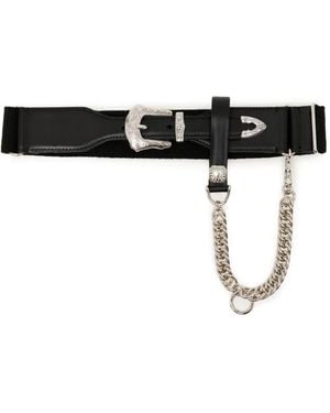 Toga Leather Chain Belt - Black