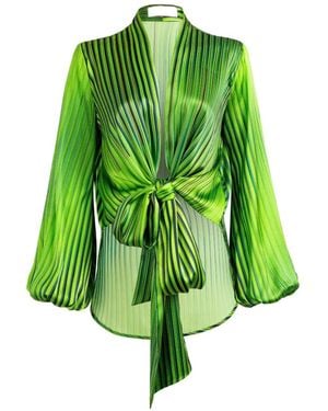 Silvia Tcherassi Honey Tie-Fastening Striped Blouse - Green