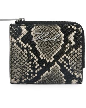 KARL LAGERFELD Small K/Signature Leather Bi-Fold Wallet - Black