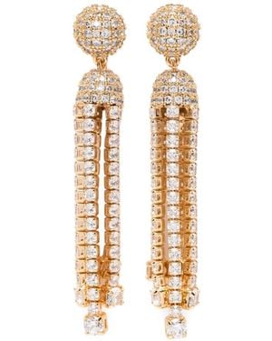Self-Portrait Crystal-Embellished Drop Earrings - Metallic