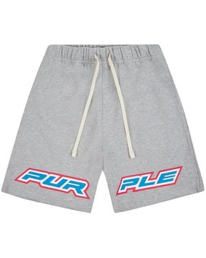 Purple Brand Turbo Type Logo-Print Shorts - Grey