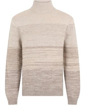 Malo Striped Turtleneck Jumper - White