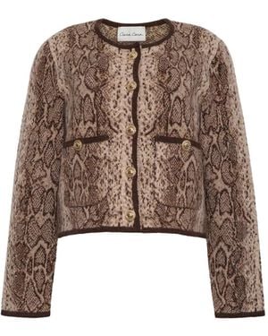 Cara Cara Bristol Snakeskin-Print Cardigan - Brown