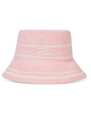 KARL LAGERFELD Signature Knit Bucket Hat - Pink