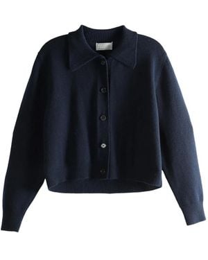 Margaret Howell Collared Buttoned Cardigan - Blue