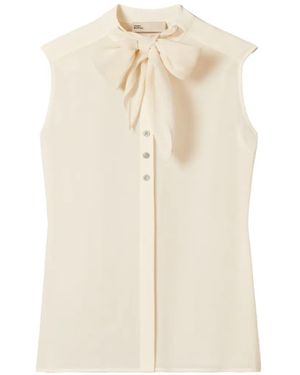 Tory Burch Sleeveless Bow Blouse - White