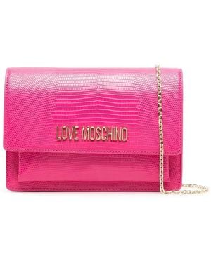 Love Moschino Logo-Plaque Satchel Bag - Pink