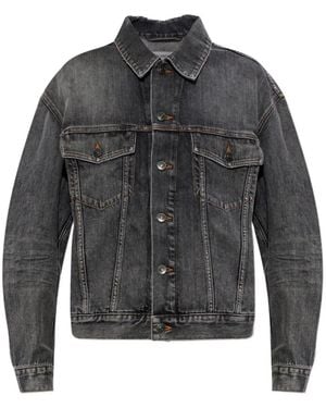 Balenciaga Logo-Patch Denim Jacket - Grey