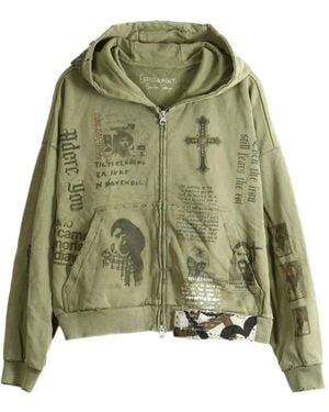 SAITOS Ghost Image Distressed Hoodie - Green