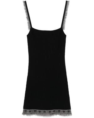 Chiara Ferragni Ribbed-Knit Lurex Mini Dress - Black