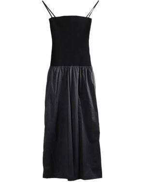 Amomento Gathered-Skirt Spaghetti-Strap Dress - Black