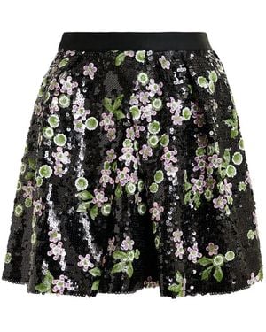 Essentiel Antwerp Sequin Floral Skirt - Black
