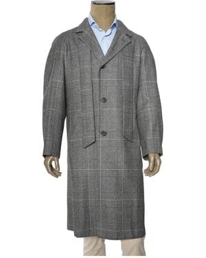 Kiton Prince Of Wales Single-Breasted Coat - Grey