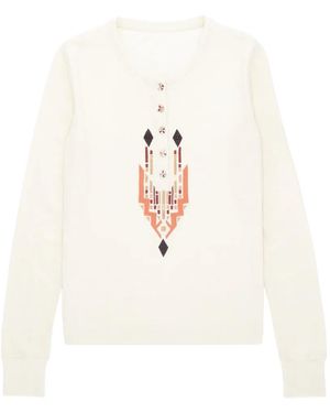 Fortela Haut À Col Tunisien Et Motif Géométrique Brodé - White