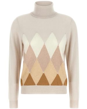 Ballantyne Diamond Intarsia-Knit Sweater - White