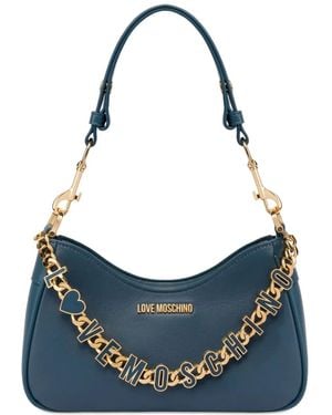 Love Moschino Logo-Lettering Shoulder Bag - Blue