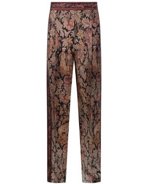 Pierre Louis Mascia Cialda Paisley-Print Pleated Trousers - Brown
