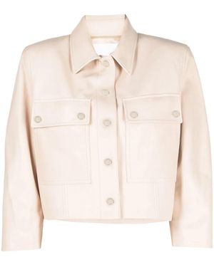 DROMe Cropped Leather Jacket - Natural