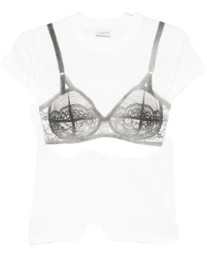 VAQUERA Bra Trompe L'oeil Cotton T-shirt - ホワイト