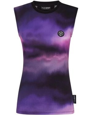 Philipp Plein Tie-Dye Pattern Sleeveless Tank Top - Purple