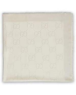 Gucci Gg-Pattern Frayed Shawl - Naturel