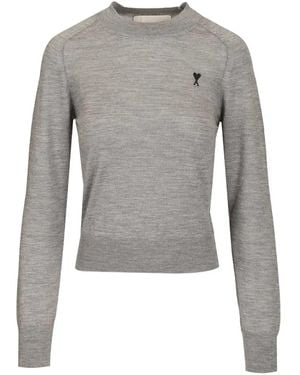 Ami Paris Logo-embroidered sweater - Grau
