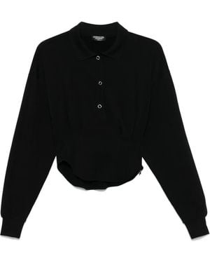 Mugler Corseted Polo Shirt - Black