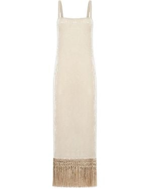 ‎Taller Marmo Agrigento Disco Sequin Fringed Midi Dress - White