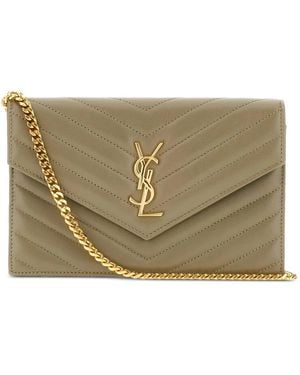 Saint Laurent Cassandre Envelope Chain Wallet - Natural
