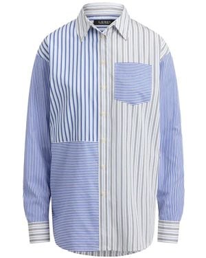 Ralph Lauren Pattern-Blocked Striped Shirt - Blue
