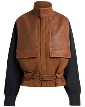 Etro Padded Bomber Jacket With Contrasting Sleeves - Brown