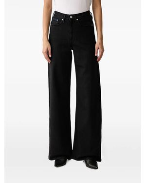 KARL LAGERFELD Logo-Patch Wide-Leg Jeans - Black