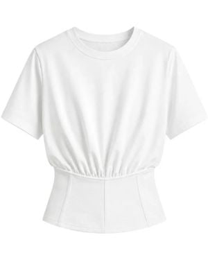Yigal Azrouël Soho Gathered Peplum T-Shirt - White