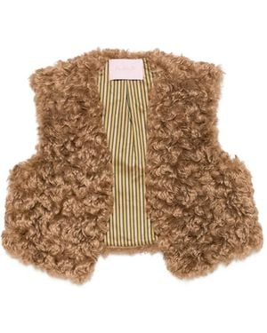 Kristina Ti Faux-Fur Cropped Gilet - Brown
