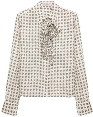 Dorothee Schumacher Tie Neck Printed Top - White