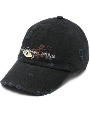 Feng Chen Wang Embroidered Distressed Cap - Black